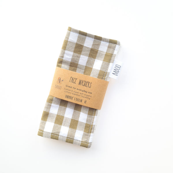 Olive Face Washers (2 pack)